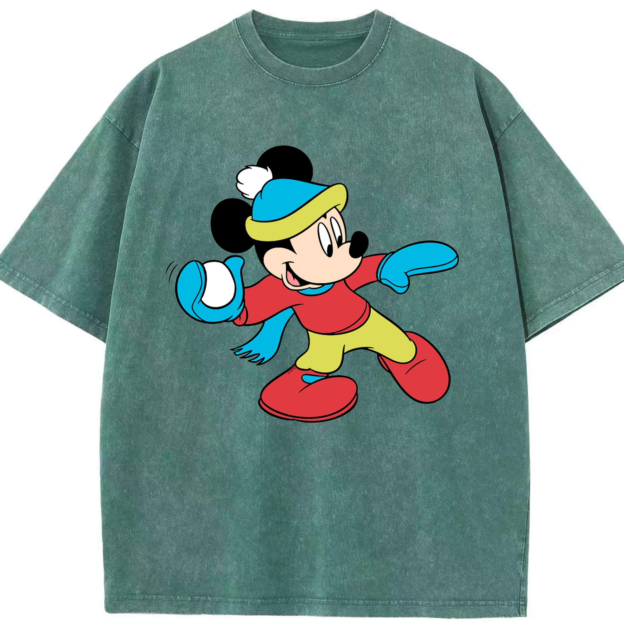 （画像用） ミッキーマウス Mickey Mouse 綿100% ヴィンテージ風 半袖Tシャツ（フロントプリント）